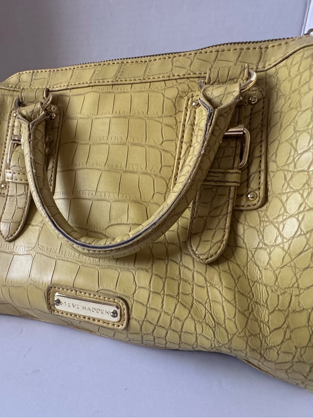 Steve Madden Yellow Croc Embossed Handbag